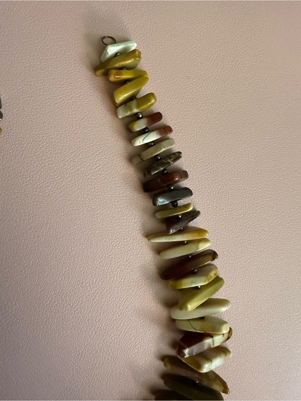Vintage Multicolor Natural Stone Chip Necklace - Olive, Cream & Brown - Picture 4 of 5